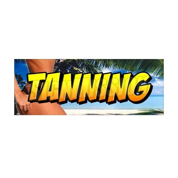 TANNING -Window Decal-beauty salon tan spa sign signs bed lotion oil, D-DC-48-Tanning